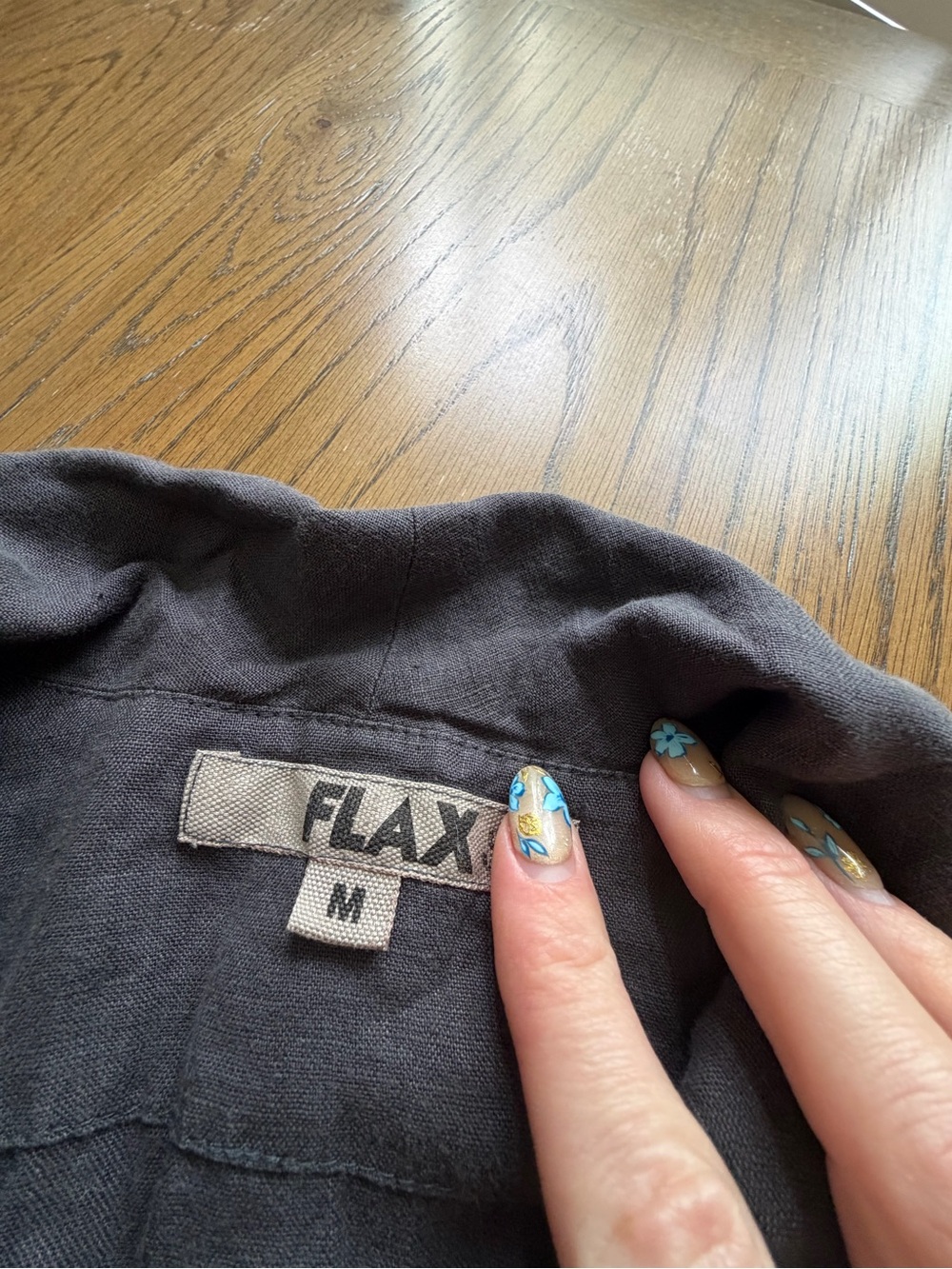 Flax Gray Button Front Linen Top - Picture 3 of 4